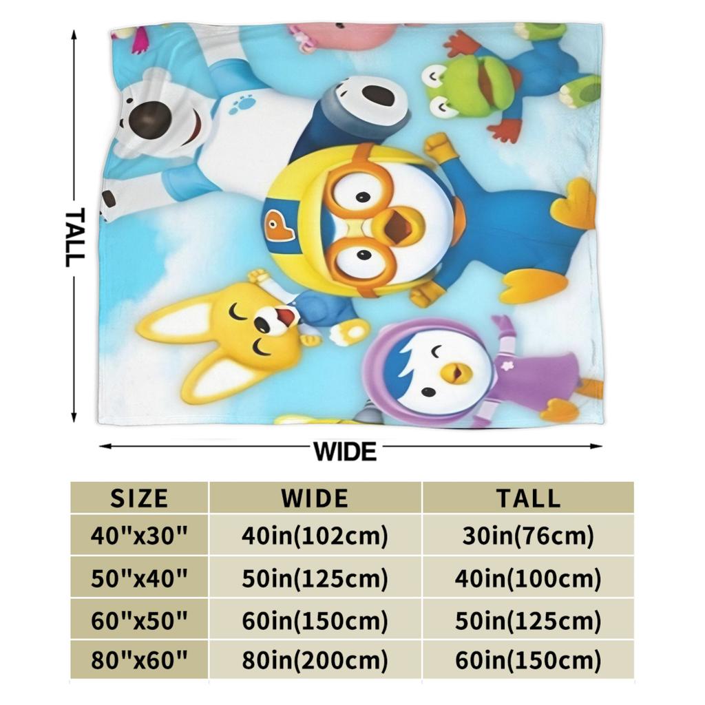 Warm Soft BlanketStudents Airplane Travel Pororos the Little Penguins   Bedding Throws Flannel Bedspread Living Room Sofa Cover