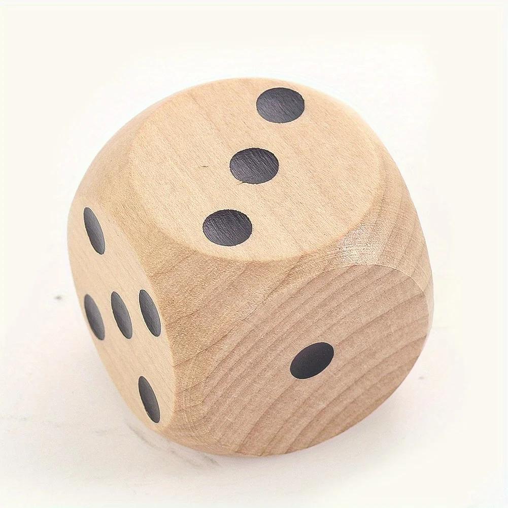1PC Large 6-Sided Wooden Dice with Dot Square Round Corner for Family Gatherings Bar Club Parties Board Games Miniatures
