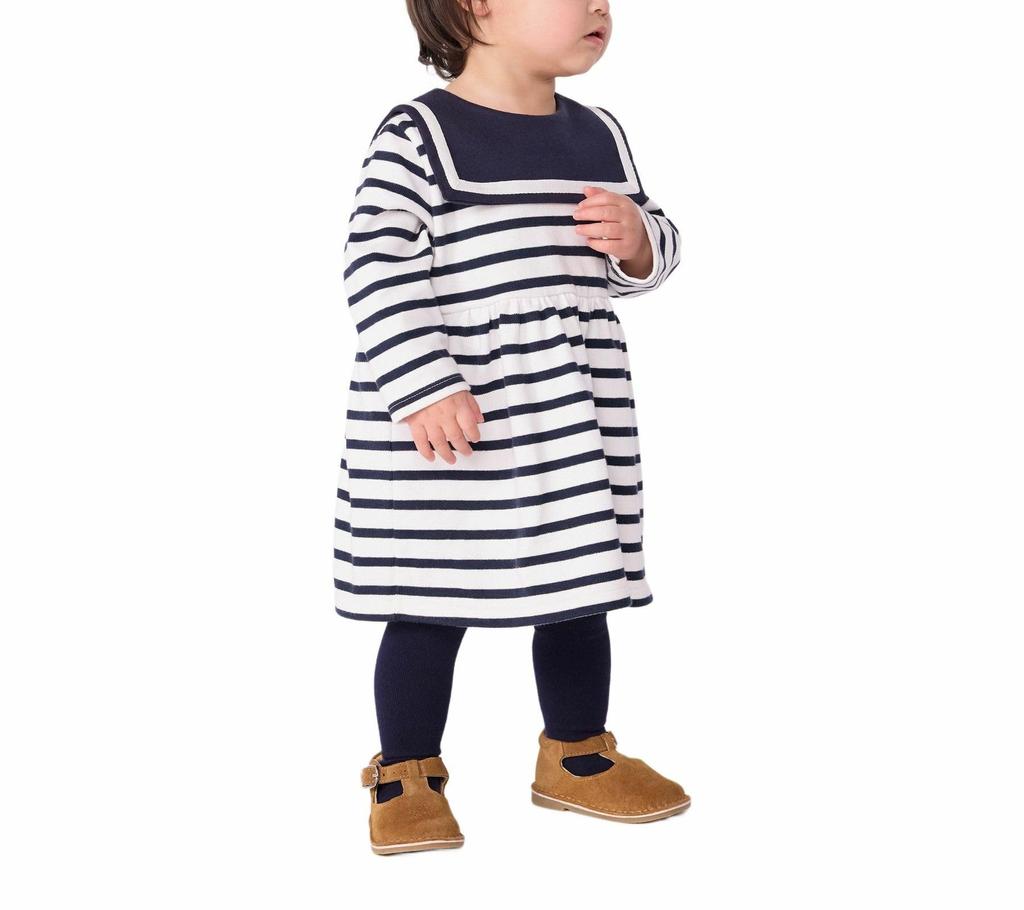 Dress A0CNY 12 Months 74cm [Petit Bateau] Off-white/Navy