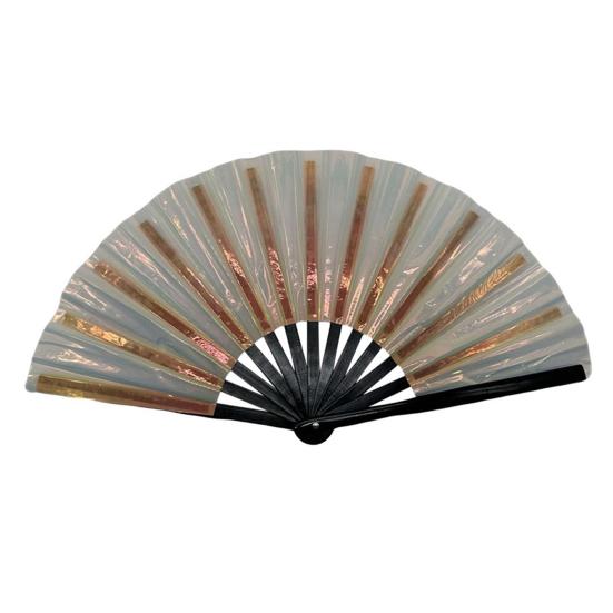 Yousheng Colorful Kung Fu Fan Holographic Foldable PVC Fan Ergonomic Handle Smooth Opening Closing Performance Fan Folk Craft Fan
