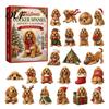 Creative Holiday Surprise 2026 Dog Christmas Advent Calendar, 24-Day Acrylic Ornament Set with Mini Puppy Festive Room Figures, 2D Flat Tree
