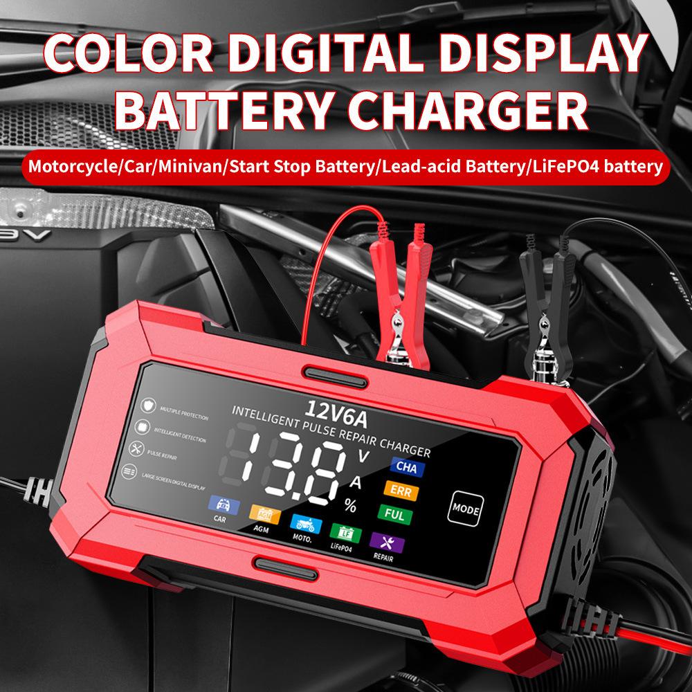 12V6A Car Battery Charger Motorcycle Battery Charger Smart Automatic Battery Charger