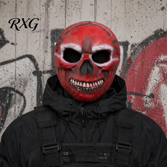 Full Face Halloween Mask Blood Skull Mask, Adjustable Elastic Strap Party Lightweight Adult PU Foam Horror for Cosplay Decoration Snap Button