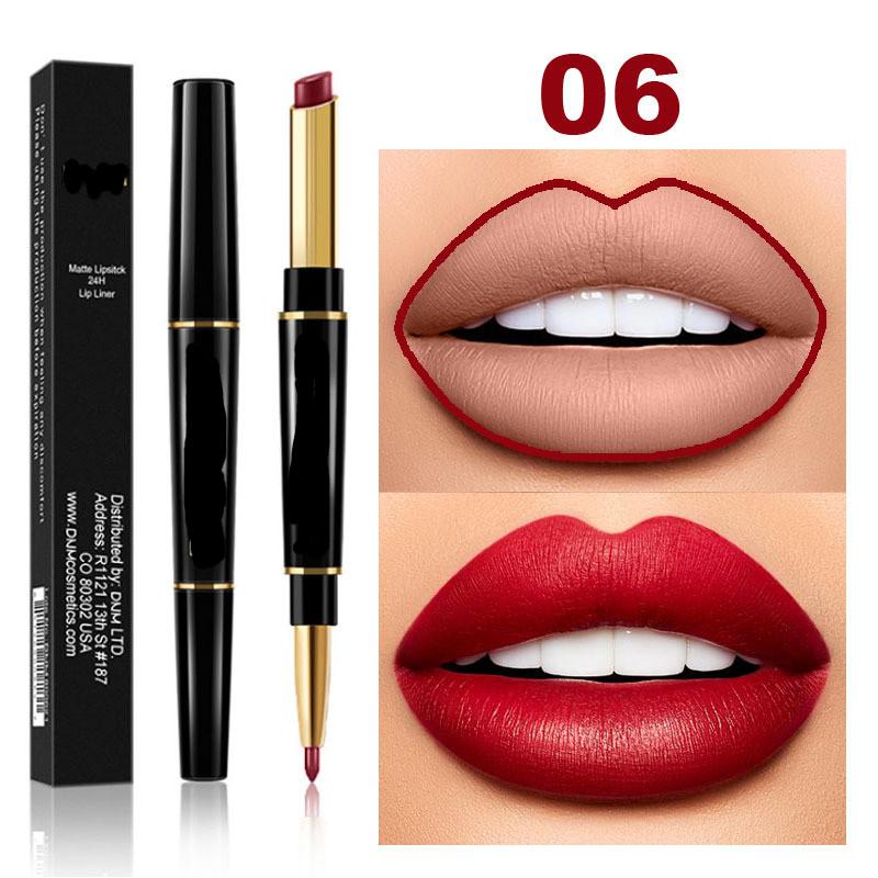 12 Color Sexy Red Matte Lipstick Lip Liner 2 In 1 Makeup Matte Lipstick Durable Waterproof Nude Red Lipstick Lips Cosmetics