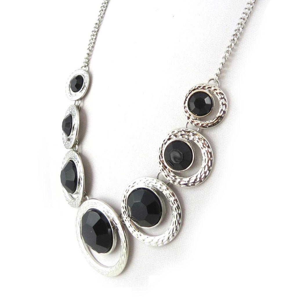 Les Trésors De Lily [N1117] - Designerski naszyjnik „Sissi” czarno-srebrny