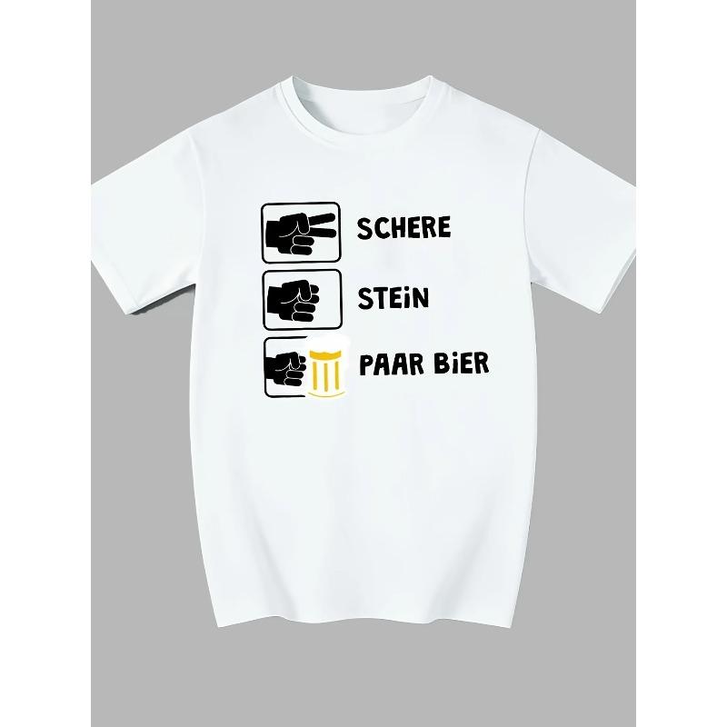 Funny GerUnisex Beer Humor Schere Stein Paar Bier Print Unisexs Cotton Tshirt Casual Oneck Short Sleeve Tops Streetwear Tees