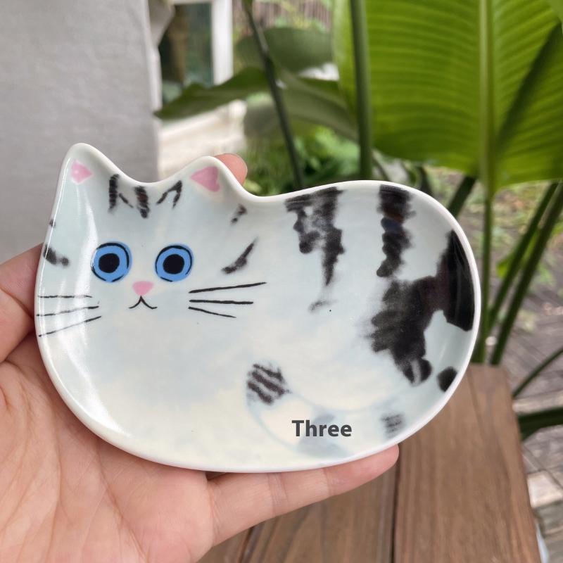 Cute Pets Cat Sauce Dish Ceramic Creative Cute Cat Face Shaped Condiment Dish Small Plates Tableware Home Kitchen Supplies New