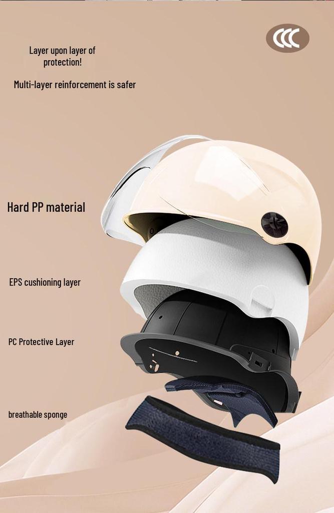 3C Certified Women's Electric Scooter & Motorcycle Helmet - All-Season, Cute, Half-Helmet