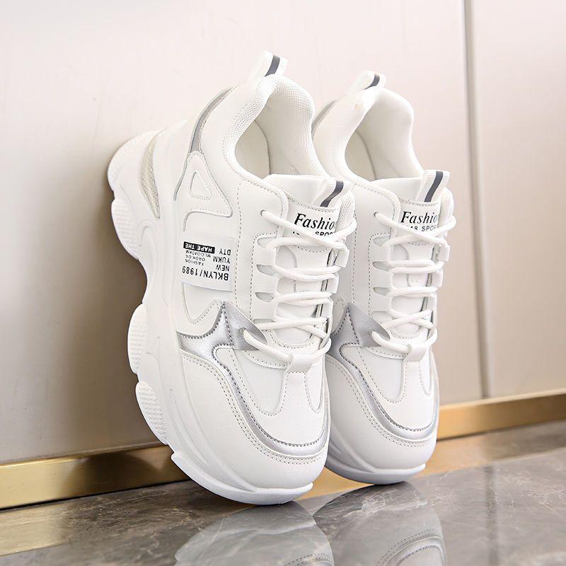 Fashion Thick Soled Height Increasing Sports Women's Shoes 2024 Autumn New Versatile Color Blocked Casual Women's Shoes Zapatos De Mujer