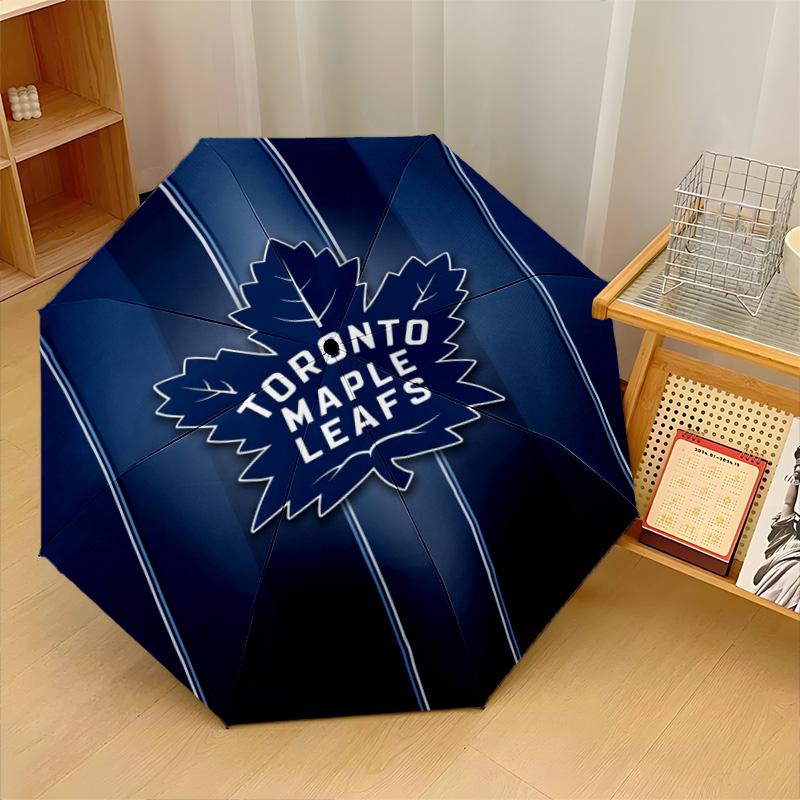 Toronto Maple Leafs Print Auto 8?Ribs Folding Umbrella Wind Resistant Lightweight Automatic Umbrella For Daily Travel