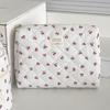 Cherry Makeup Bag Women's Cosmetic Bags Portable Cute Cosmetic Travel Storage Pouch Handbag Cotton Quilted Zipper Purse