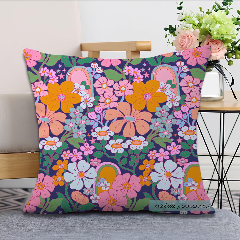soft Comfortable Pillow Case for Sofa Living Room M-michelle P-parascandolo flowers Home office Decor Protective Covers