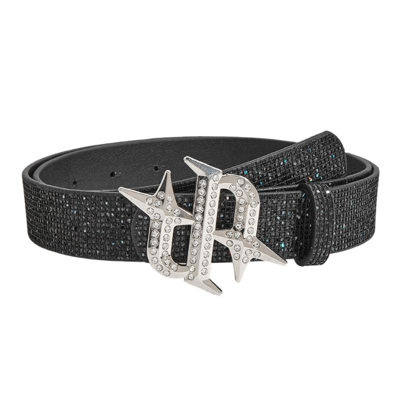 Elegant Rhinestones Studded Women Waist Belt Wide Band For Evening Parties And Casual Outings With Unique Buckles Design
