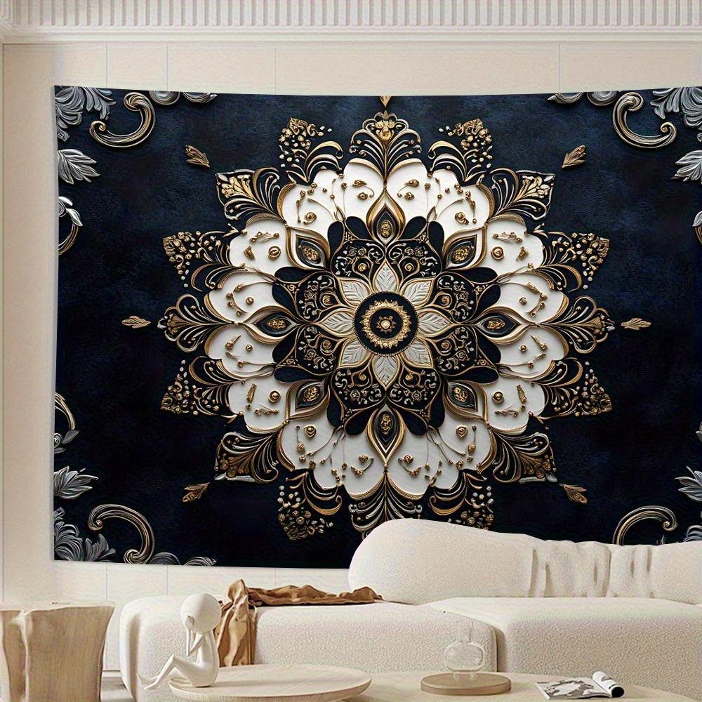 1pc Vintage Mandala Floral Tapestry Wall Hanging, Wall Art for Living Room, Bedroom, Office, Party Decoration, Polyester
