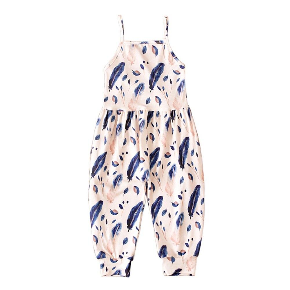 Toddler Jumpsuit Sleeveless Open Back Girls One Piece Strap Romper with Pockets