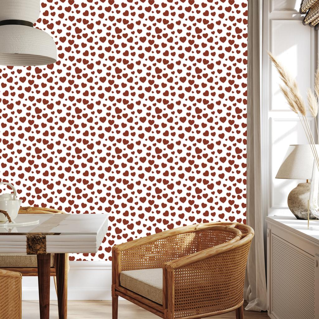 Heart Wallpaper White, Red, Coral and Light Gray 50x1000