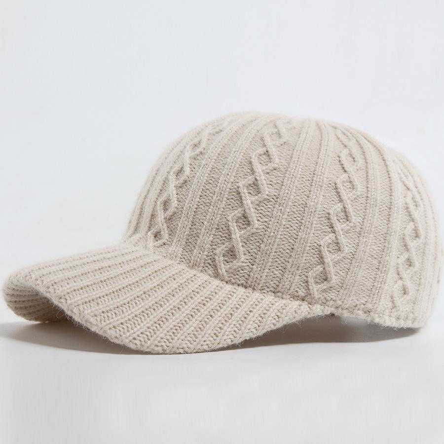 Damen Zopfstrick Woll Schirmmütze - Warme Herbst-/Wintermode für Mittelalte und Ältere