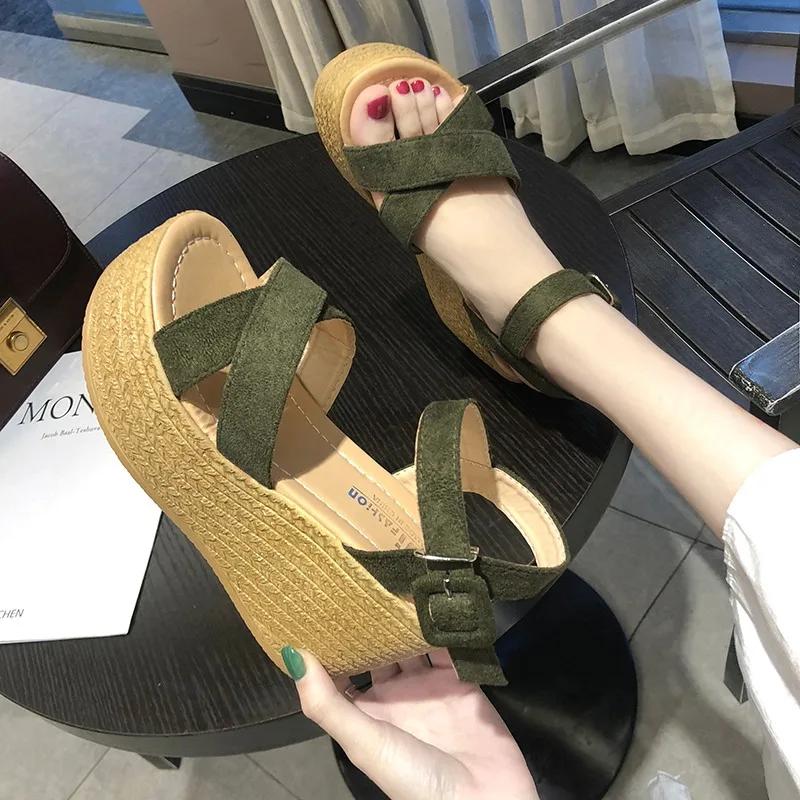 Sandalias de Moda para Mujer en Oferta Sandalias para Mujer para Exteriores 2024 Verano Nuevo Tacón de Cuña de Pastel de Pino Suela Gruesa Plataforma Impermeable Ante