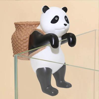 Portable Artificial Ornaments Panda Shaped Resin Crafts Home Decoration Gifts For Aquarium Fish Tank Decorations (7.5 X 13.7 X 15cm)