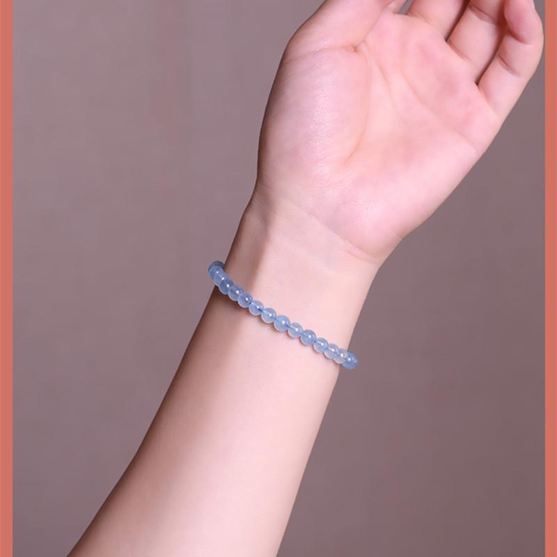 Natural aquamarine round bead bracelet paired with freshwater pearls and small gold beads, single-loop unisex bracelet, travel souvenir bracelet