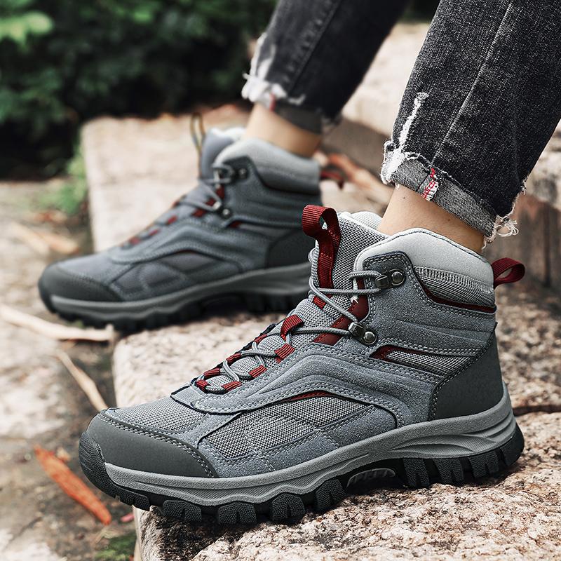 TUINANLE New Trend Men's High-Top Non-Slip Hiking Shoes Hiking Outdoor Wear-Resistant Platform Travel Boots