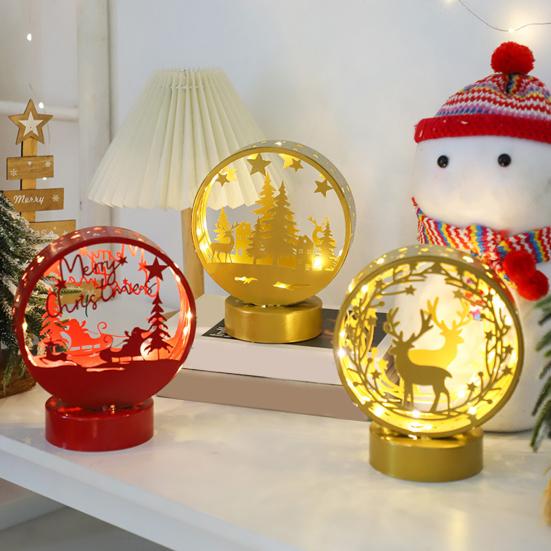 Christmas Night Light LED Elk Silhouette Decoration Lighted Santa Claus Table Centerpiece Snowman Nightlight for Kids Bedroom Festive Party Decor