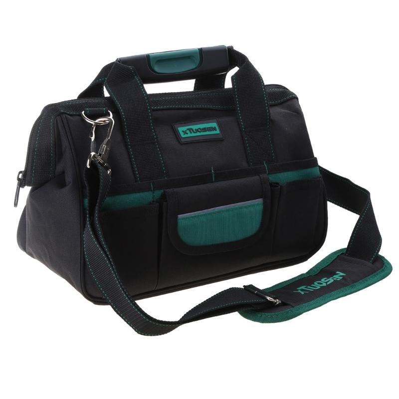 Multifunktionell verktygsväska med förtjockat Oxford-tyg Vattentät Bred öppning Verktygsförvaringsväska för elektriker