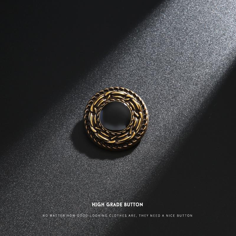 

10 шт. Вінтажні металеві ґудзики круглі для одягу вовняного пальто тренча універсальні ґудзики куртка светр металеві ґудзики Round & 23mm & 5 #Ancient Gold
