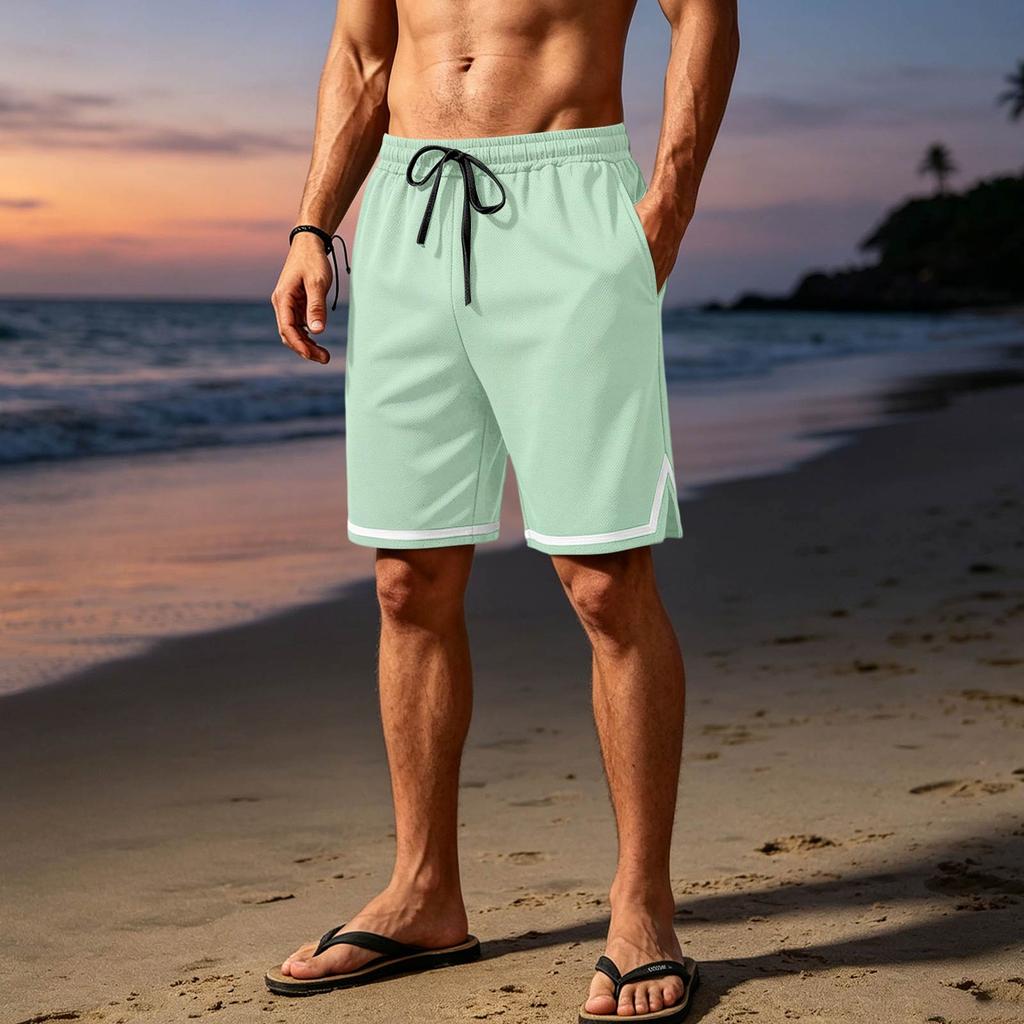 Men's Breathable Mesh Athletic Shorts Lightweight Casual Sportswear with Elastic Waistband and Drawstring for Outdoor Activities and Gym