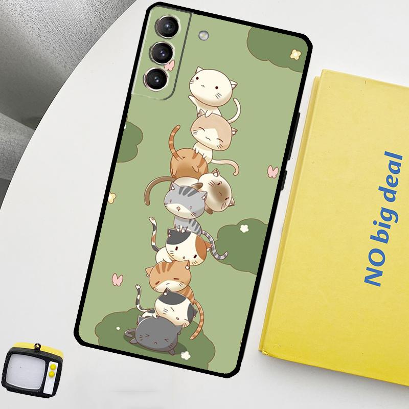 Funny cute cats Phone Case For Samsung Galaxy S25 Ultra S20 S21 S22 S23 Plus S9 S10 S25 FE S24 Ultra Cover