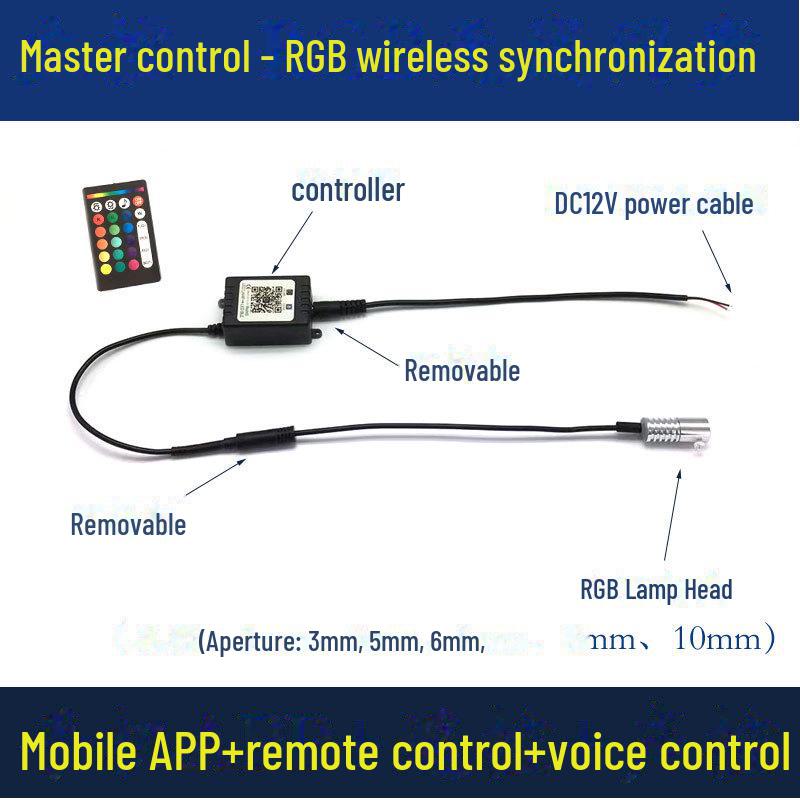 Wireless Remote Control RGB Interior Atmosphere Light - Fiber Optic Skirt Light Guide for Car