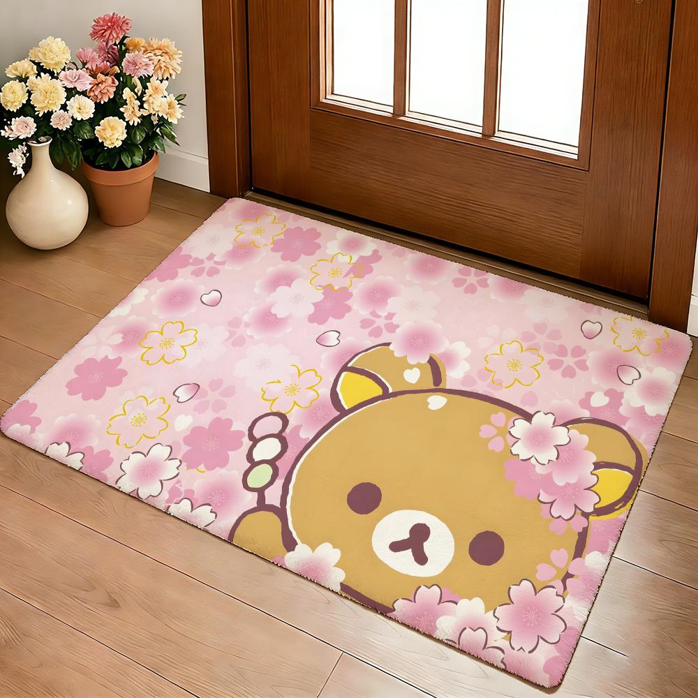 Kwaii Cute P-RilakkumaS Floor Mat Cozy Flannel Soft Thick Non-Slip Mat For Living Room Bedroom Kitchen Decor Rugs