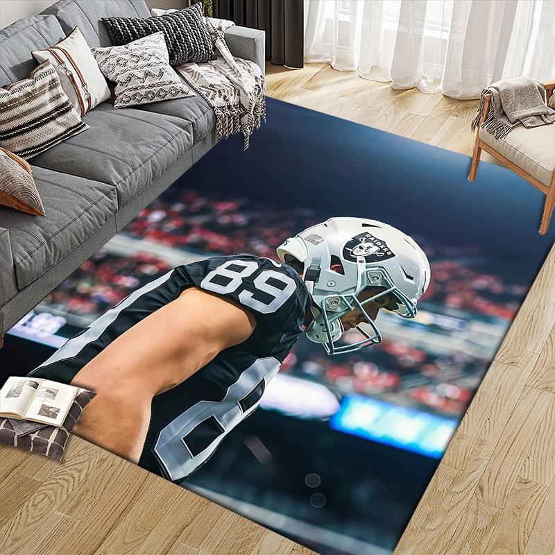 Brock Bowers Flannel Printed Carpet, Home Sofa Decoration for Living Room & Bedroom, Non‑Slip Play Flannel Floor Mat for Game Room