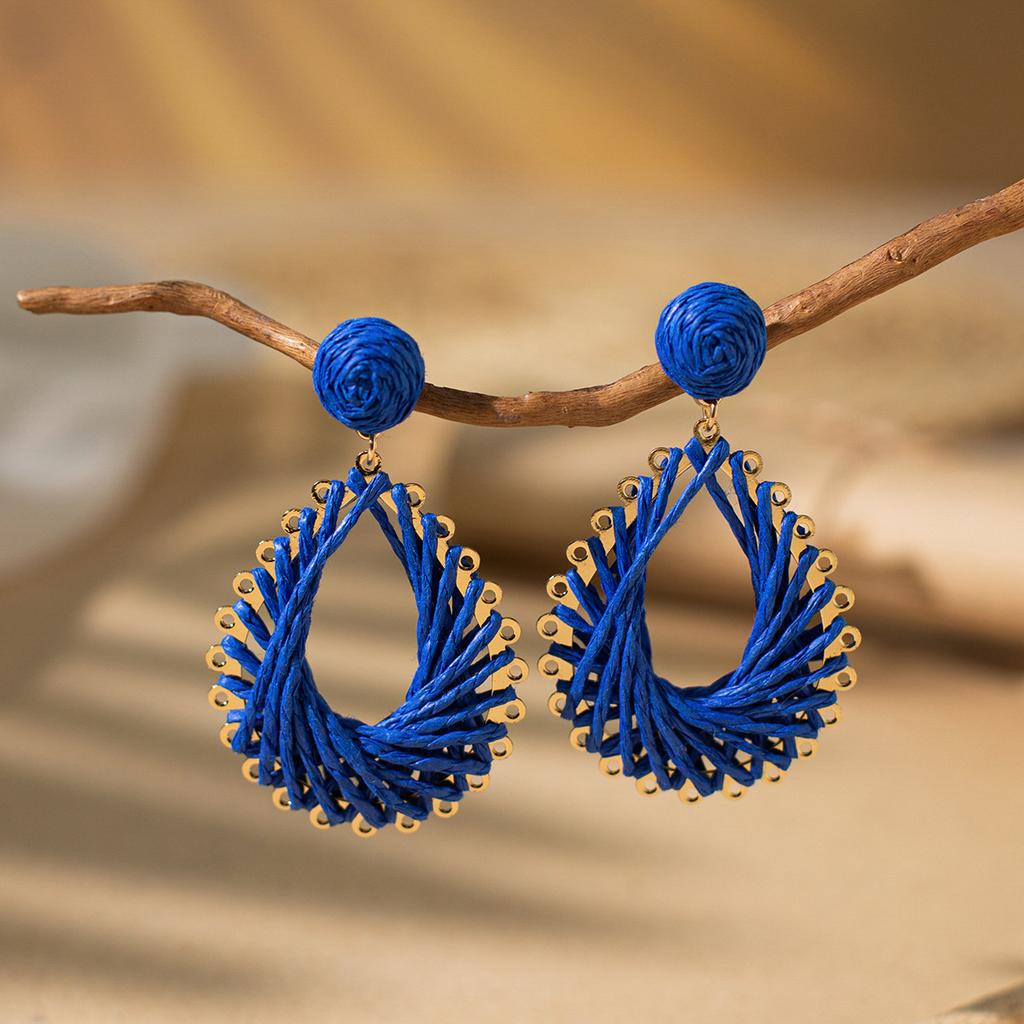 New Earrings Handmade Rattan Exaggerated Vacation Style Earrings Earrings Unique and Beautiful Seaside Accessories