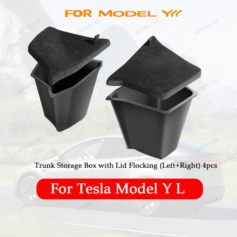 For Tesla Model Yl Launch  Rear Trunk Side Storage Bucket Left Right Organizer Box Waterproof Car Cargo Storage Container