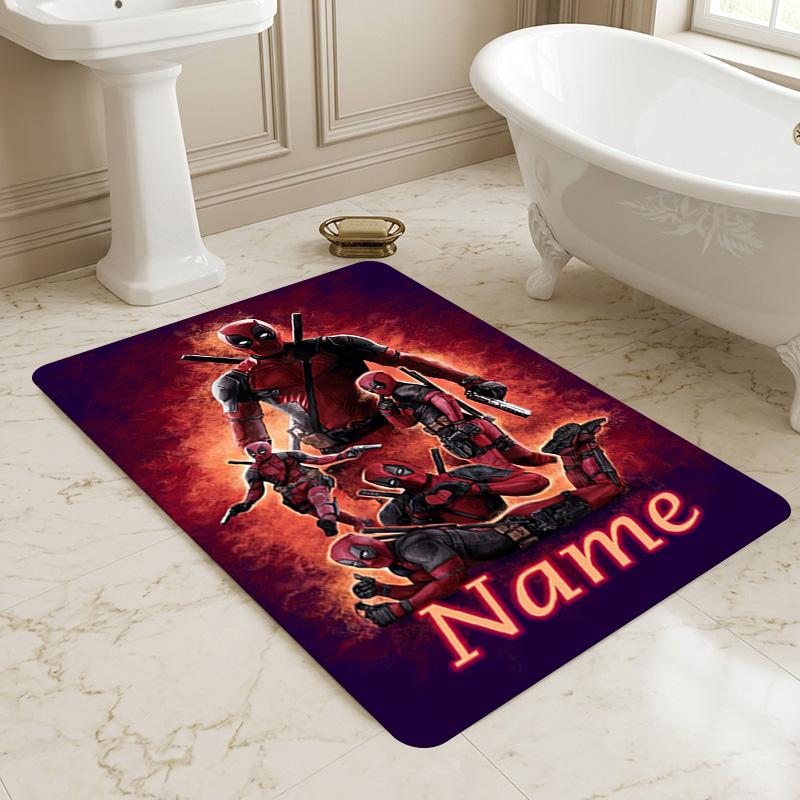 Personalized Name Deadpool Armor Living Room Non-Slip Area Rug Soft Carpet for Bedroom Kids Playroom Sofa Office Home Decor Doormat