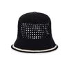 VARZAR VA Top Button Knit Crochet Bucket Hat Black