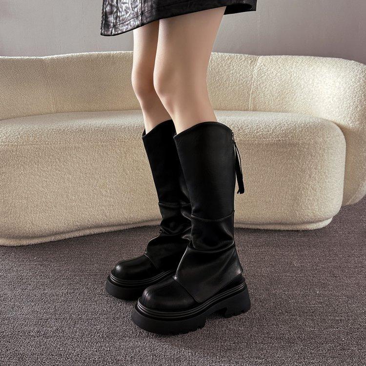 Thick-soled Boots Children's 2025 New Autumn and Winter Thin High Boots V-port Trouser Boots Stacking Boots Knight Boots