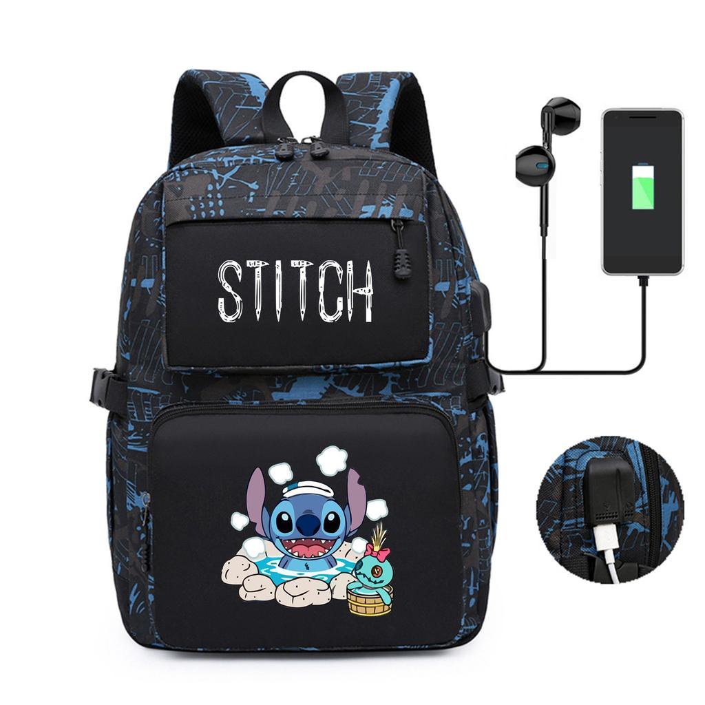 Peripheral Printed Backpack, Large-Capacity Student Schoolbag Usb Computer Bag For Men And Women