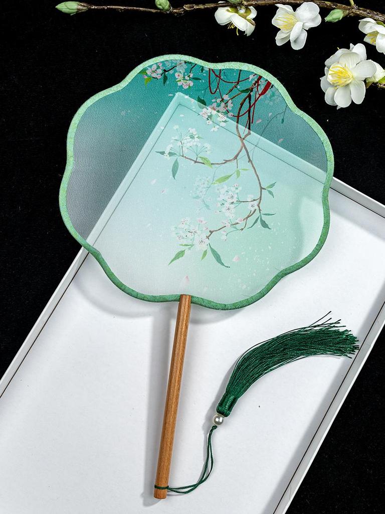 Translucent Ancient Style Round Dance Fan for Hanfu Costumes - Women's Classical Chinese Craft Fan