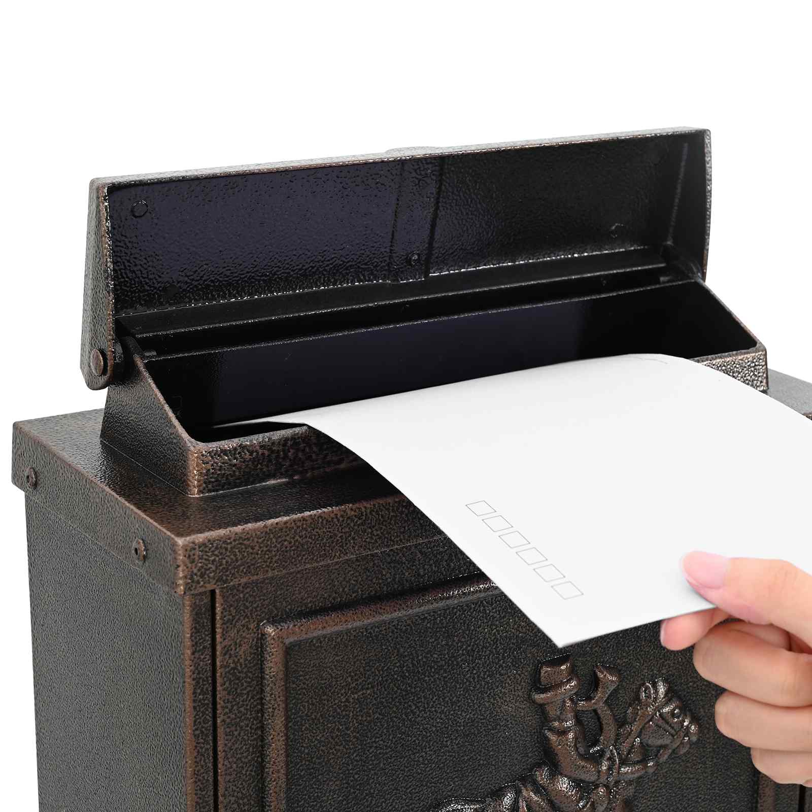Wandmontierter Briefkasten Bronze 29 x 13 x 41 cm Gusseisen