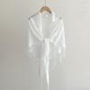 Solid Color Tassel Lace Wave Edge Triangle Shawl For Women