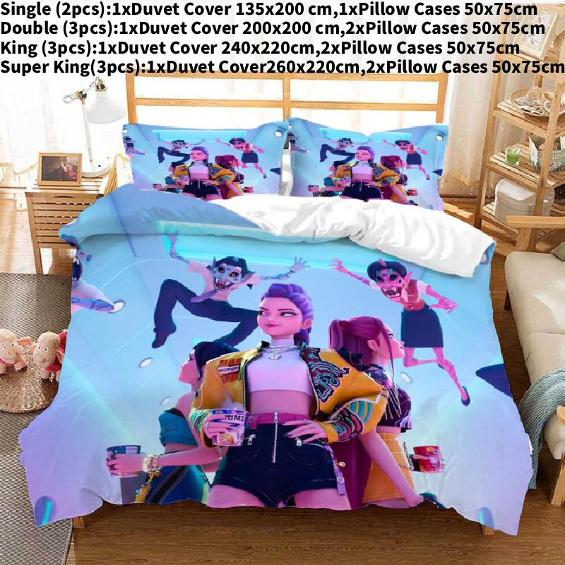 Kpop Hunters Demon Digital Print Duvet Cover Pillowcase Set Bedding Bedroom