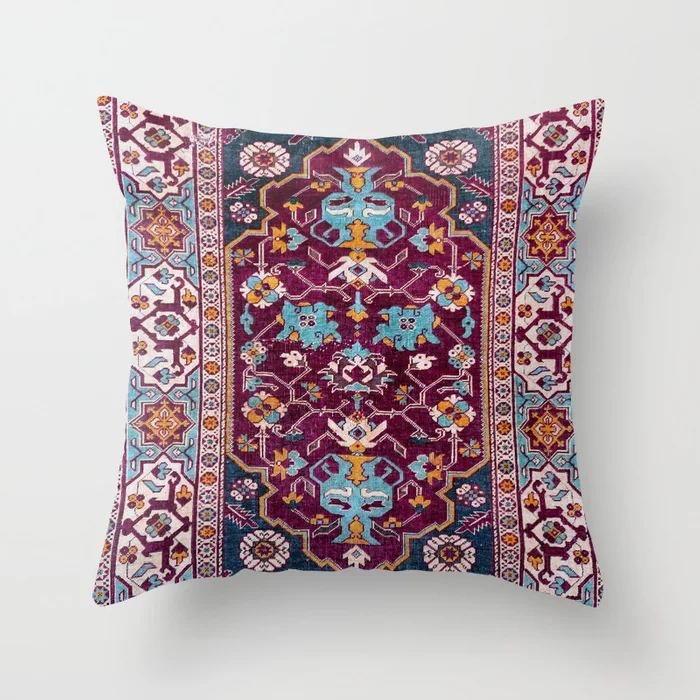 Ethnic Style Pattern Square Polyester Pillowcase, Sofa Living Room Decorative Cushion Cover, Bedroom Bedside Pillow Cover