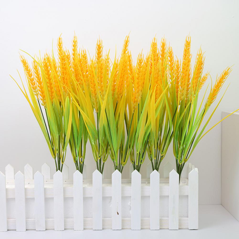 Easy to Clean Artificial Plant Simulated Rice Cob Realistic Artificial Wheat Ears Rice Bouquet Easy Care Indoor/outdoor Decor