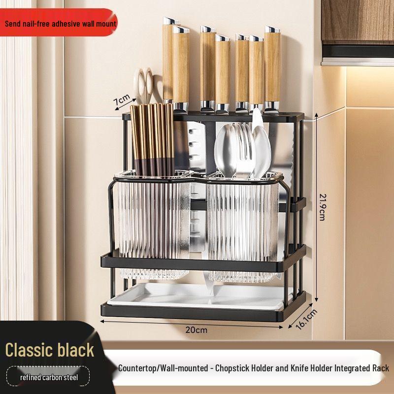 Wall-Mounted Light Luxury Chopstick & Knife Holder Rack