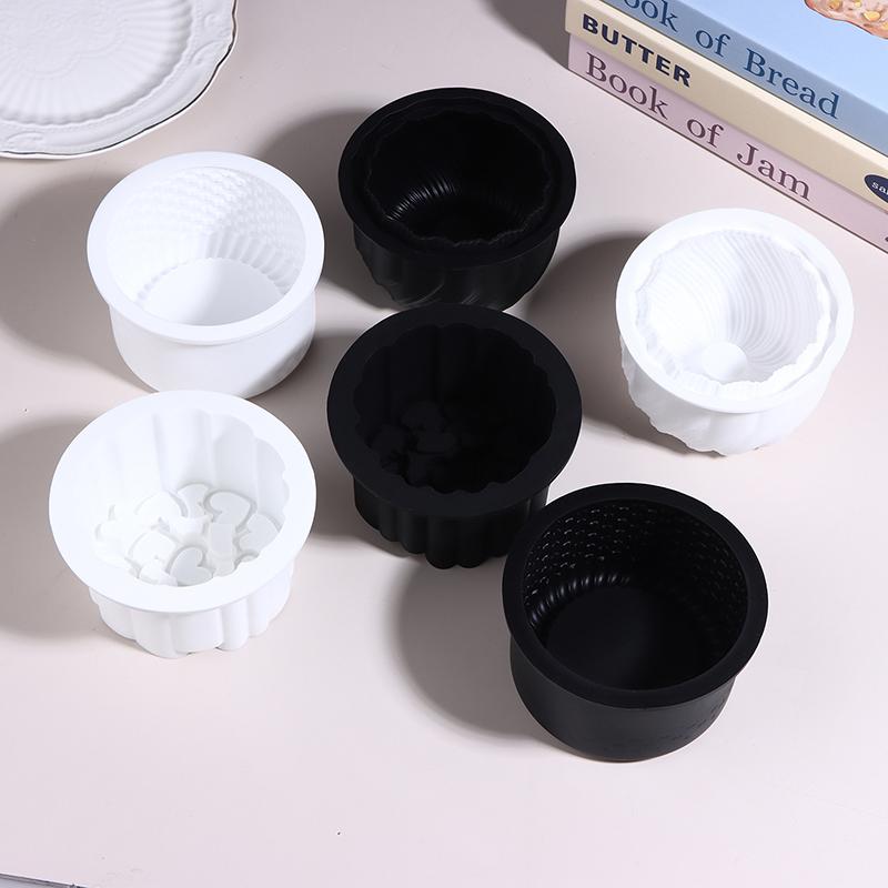 4 Inch Round Rotating Heart Flower Basket Coil Texture Design French Mousse Cake Mould Silicone Cake Mold Kitchen Bakeware
