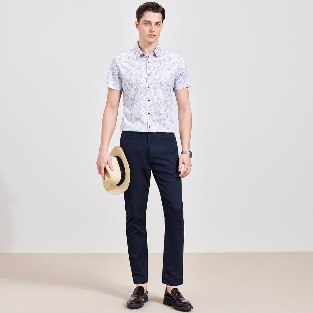 Vintage Men's Casual Short-Sleeved Shirt with Money Style Print