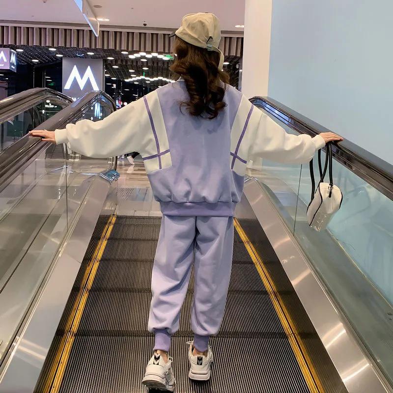 Mode de printemps pour filles: Ensemble de sport décontracté tendance bicolore pour enfants