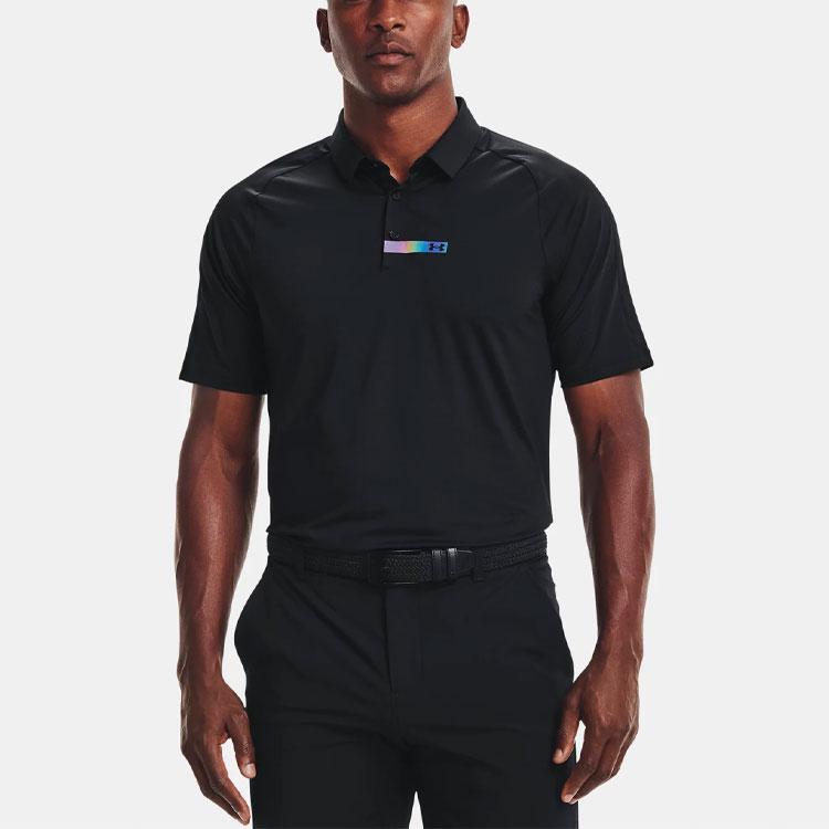 Under Armour Rush Series Performance Slim-Fit Short Sleeve Polo Men Tops Black 1366253-001